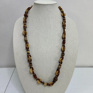 Vintage Wood Beaded Necklace Tribal Ethnic Boho Brown‎ Wrap